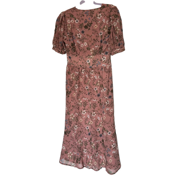 Rihoas Beautiful Floral Print Peasant Button Up Midi/Maxi Dress - Picture 5 of 6